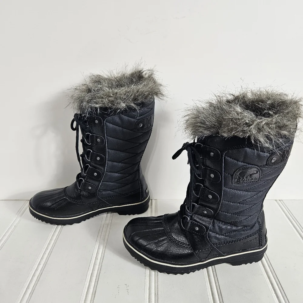 Sorel Boots Size 7 Tofino II Waterproof Faux Fur Insulated Snow Winter Black